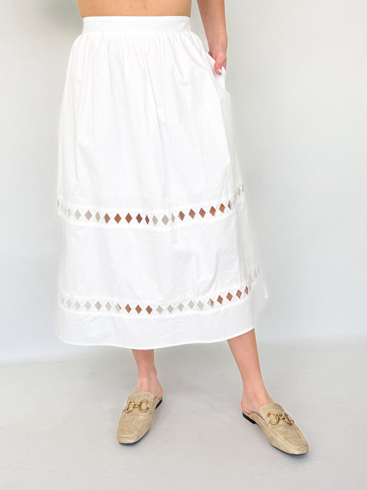 Maddi - High Waist Cut Detail Midi Skirt