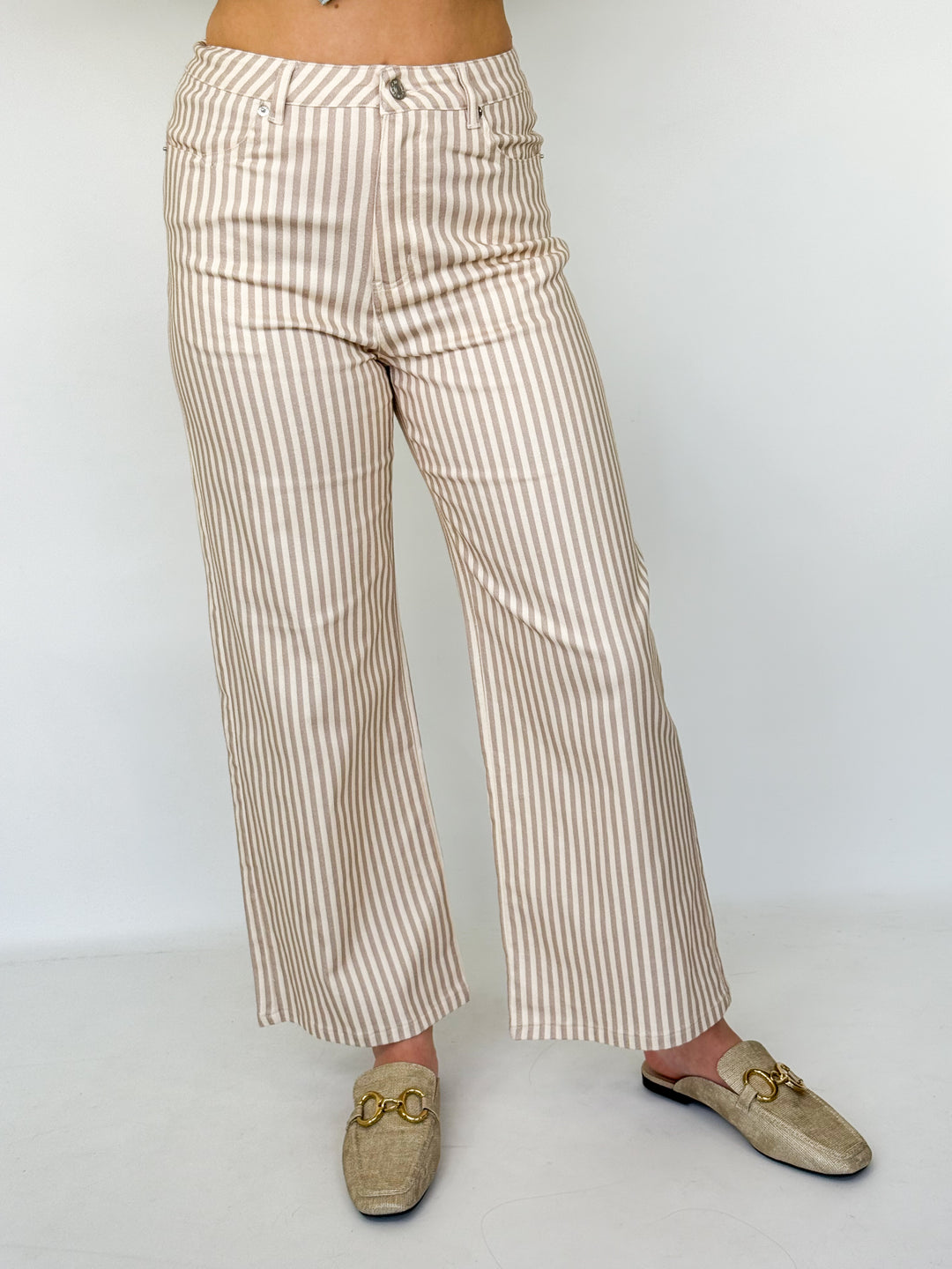 Kara - Tan Striped Pants
