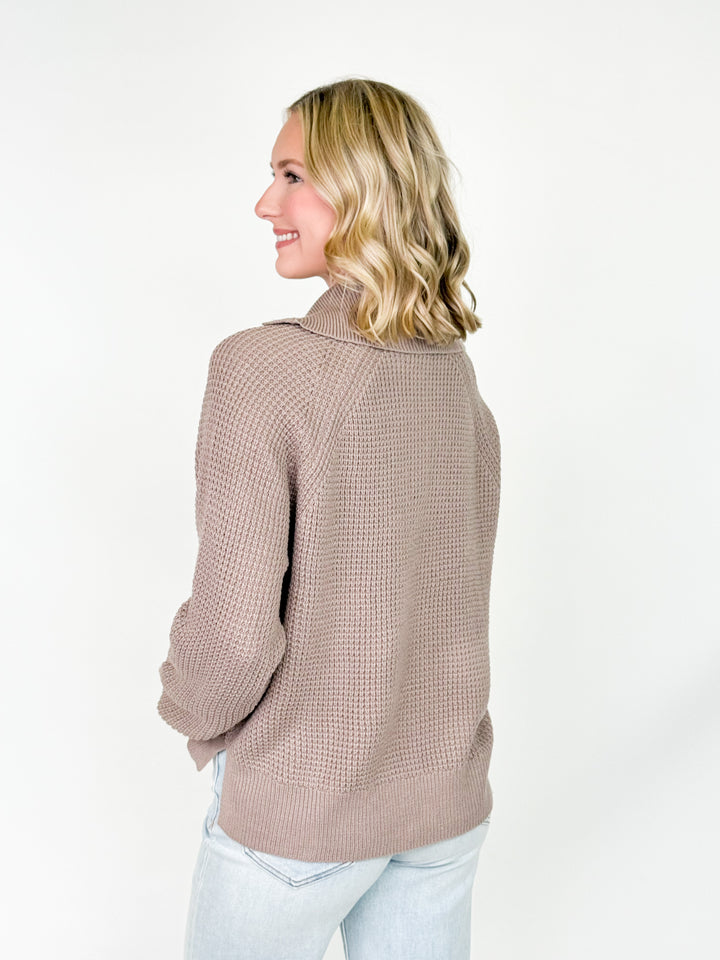 Matilda - Sailor Collar Knit Sweater (Taupe)