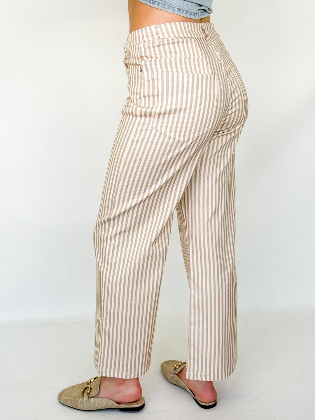 Kara - Tan Striped Pants