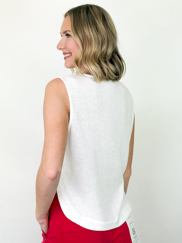 Alaina - White Sleeveless Knit Top