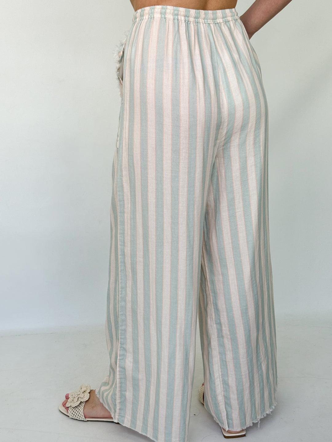 Rebecca - Mint Striped Wide Leg Pants