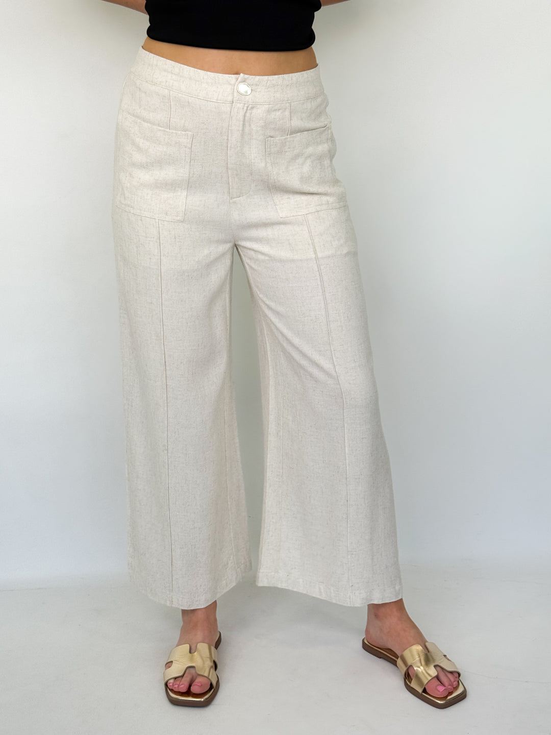 Scottie - Linen Like Pants (Oatmeal)