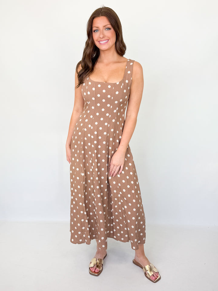 Karington - Brown Polka Dot Midi Dress