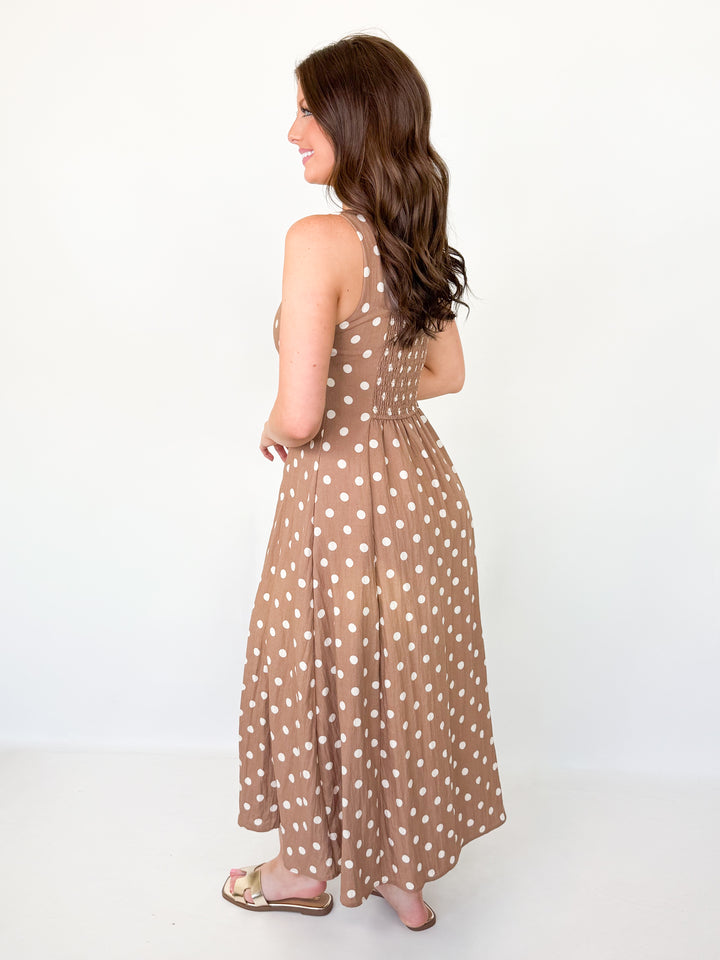 Karington - Brown Polka Dot Midi Dress