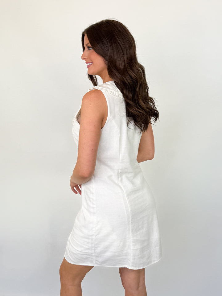 Sadie - Sailor Collar Sleeveless Mini Dress (Ivory)