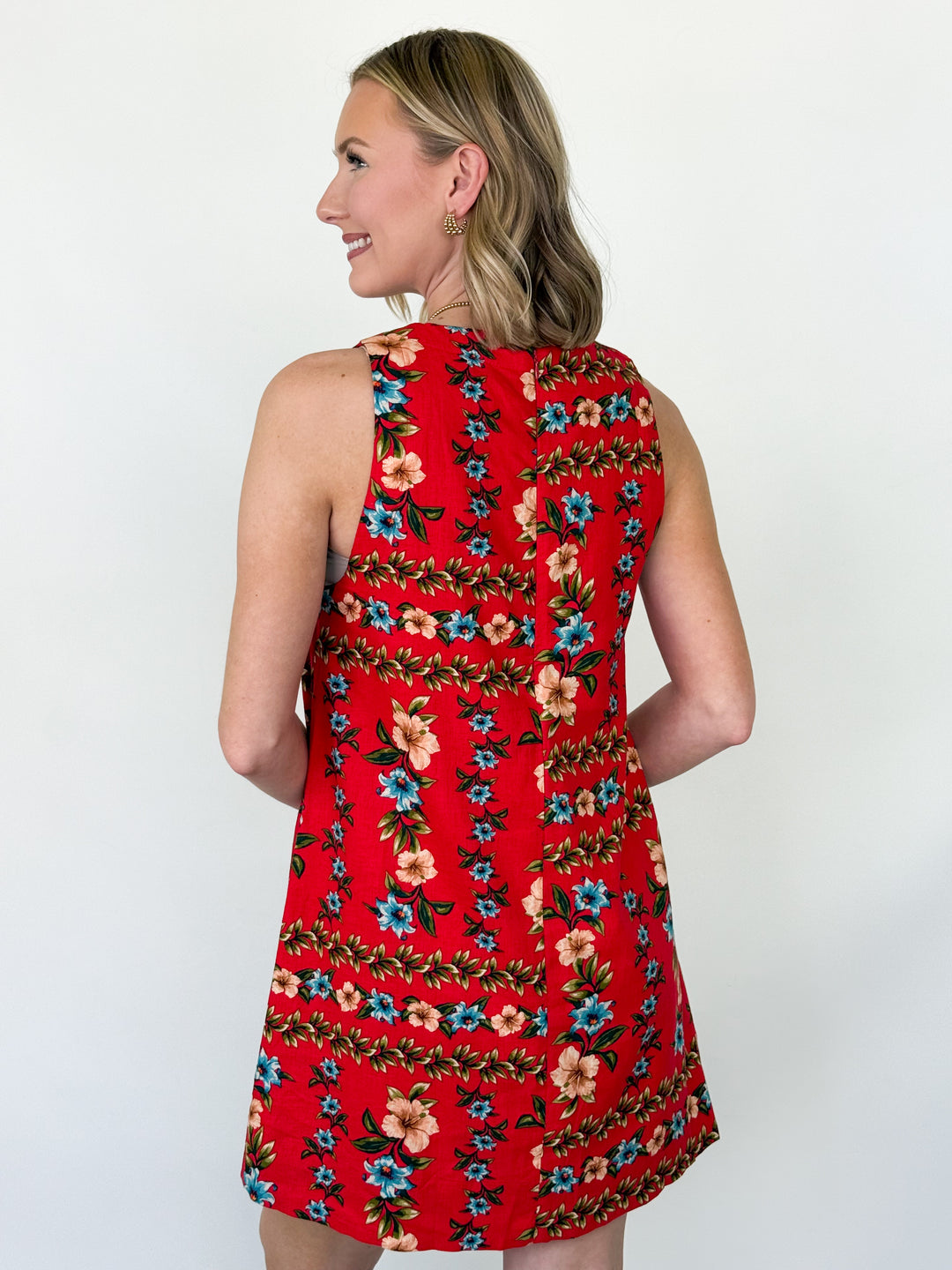 Karter - Red Floral Sleeveless Mini Dress