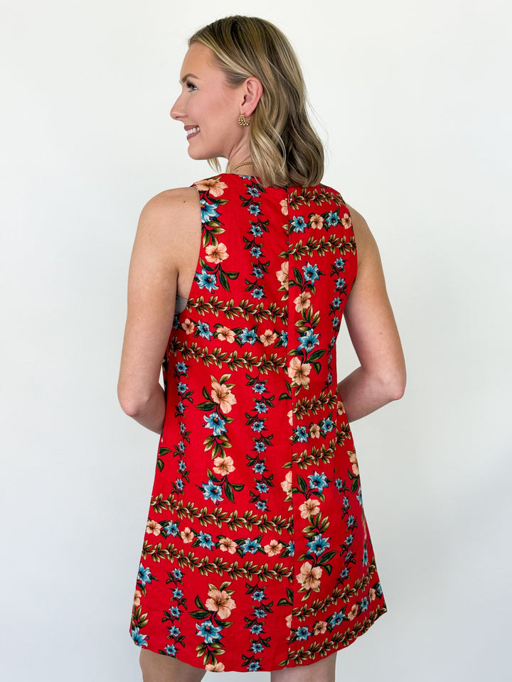 Karter - Red Floral Sleeveless Mini Dress