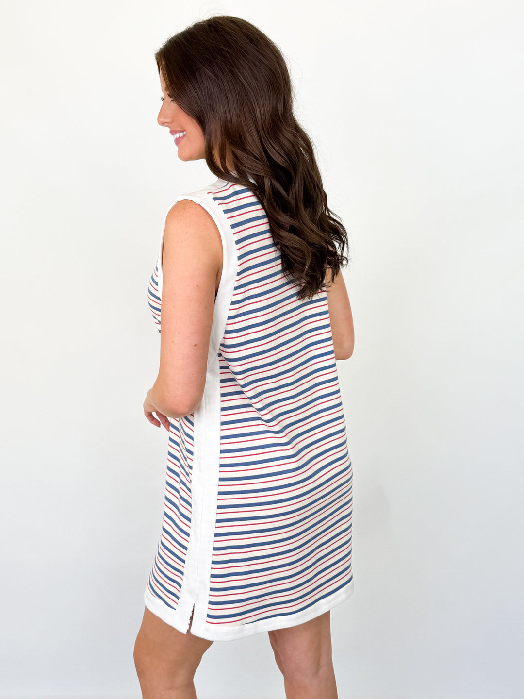 Nelli - Striped Mini Dress (Blue + Red)