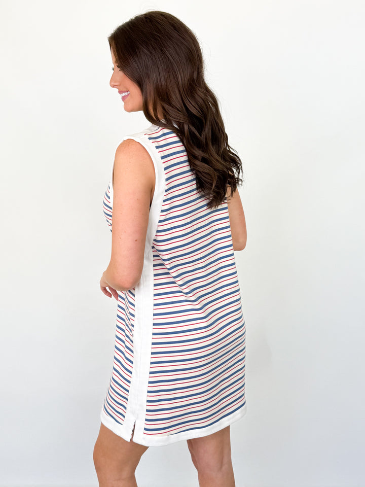 Nelli - Striped Mini Dress (Blue + Red)