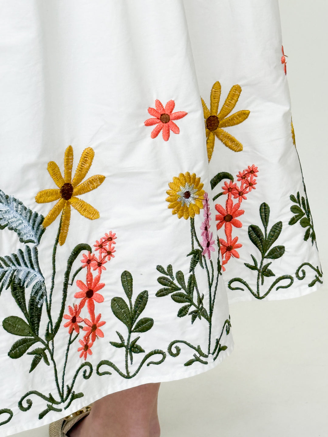 Vanessa - White Floral Embroidered Midi Dress