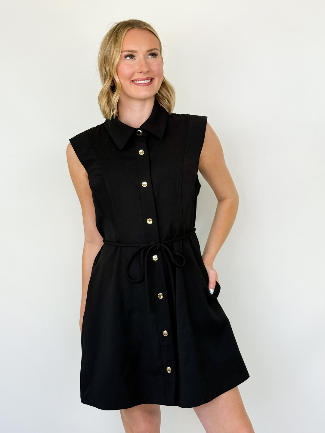 Brenda - Black Button Down Dress