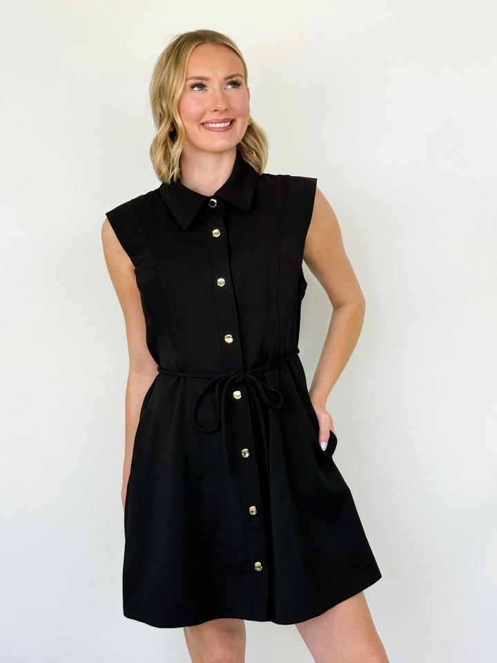 Brenda - Black Button Down Dress