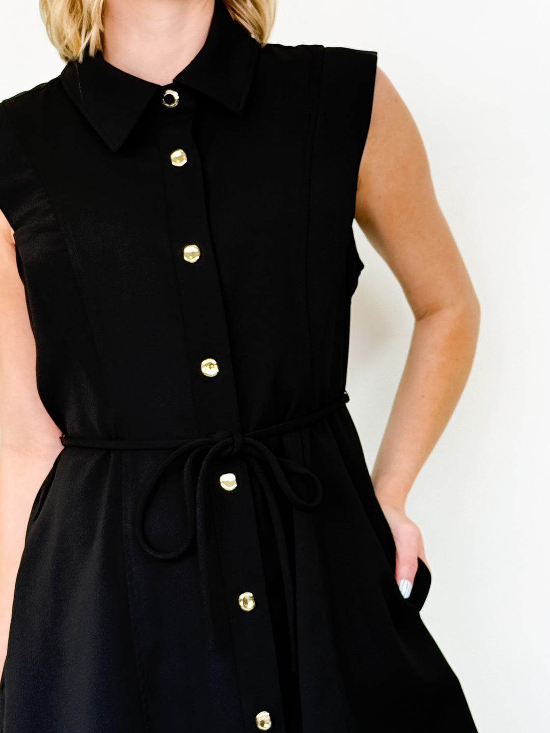 Brenda - Black Button Down Dress