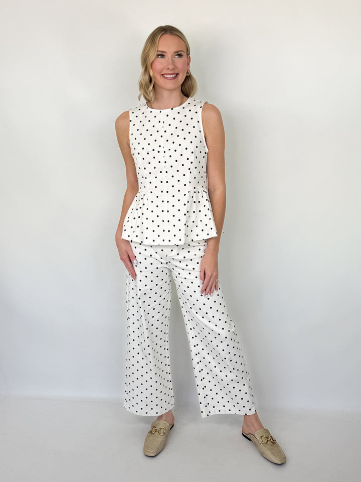 Betsi - Peplum Polka Dot Pant Set