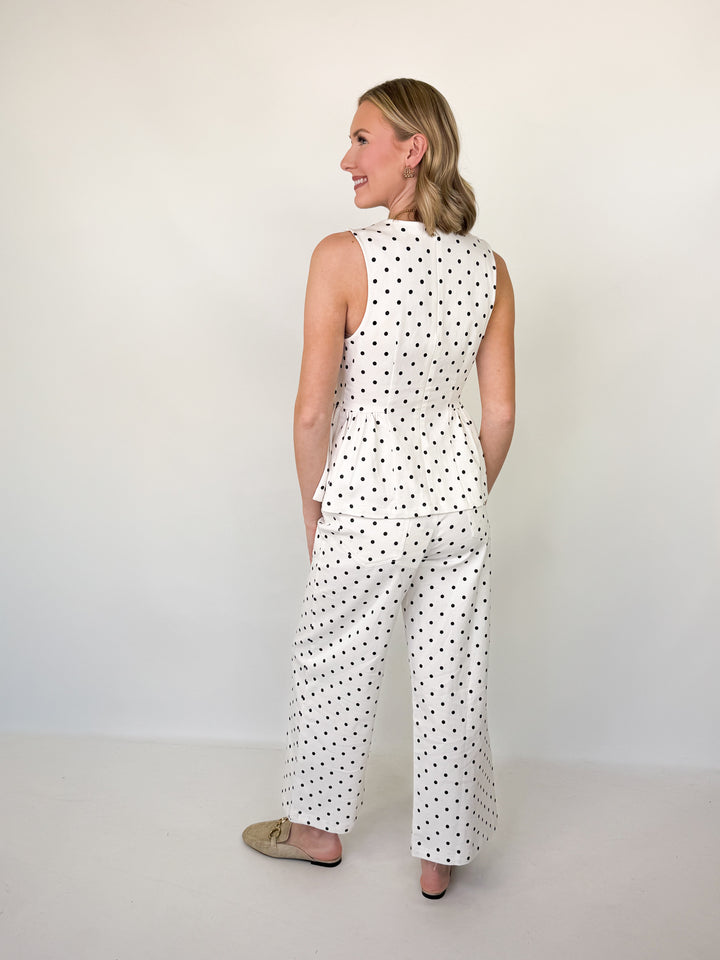 Betsi - Peplum Polka Dot Pant Set