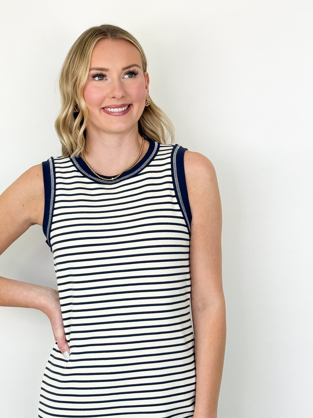 Cori - Striped Knit Midi Dress