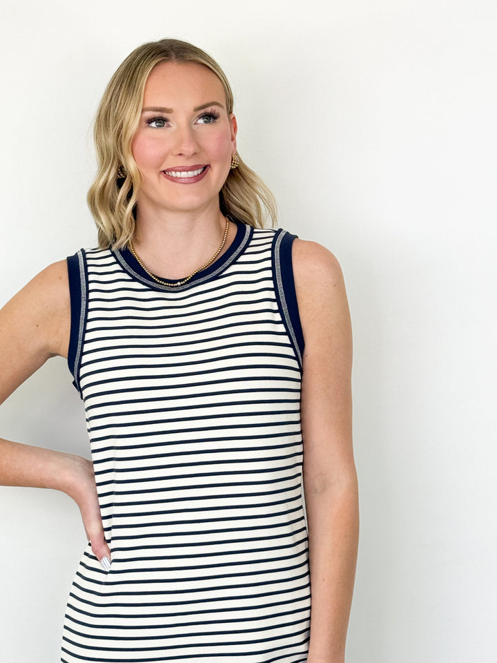 Cori - Striped Knit Midi Dress