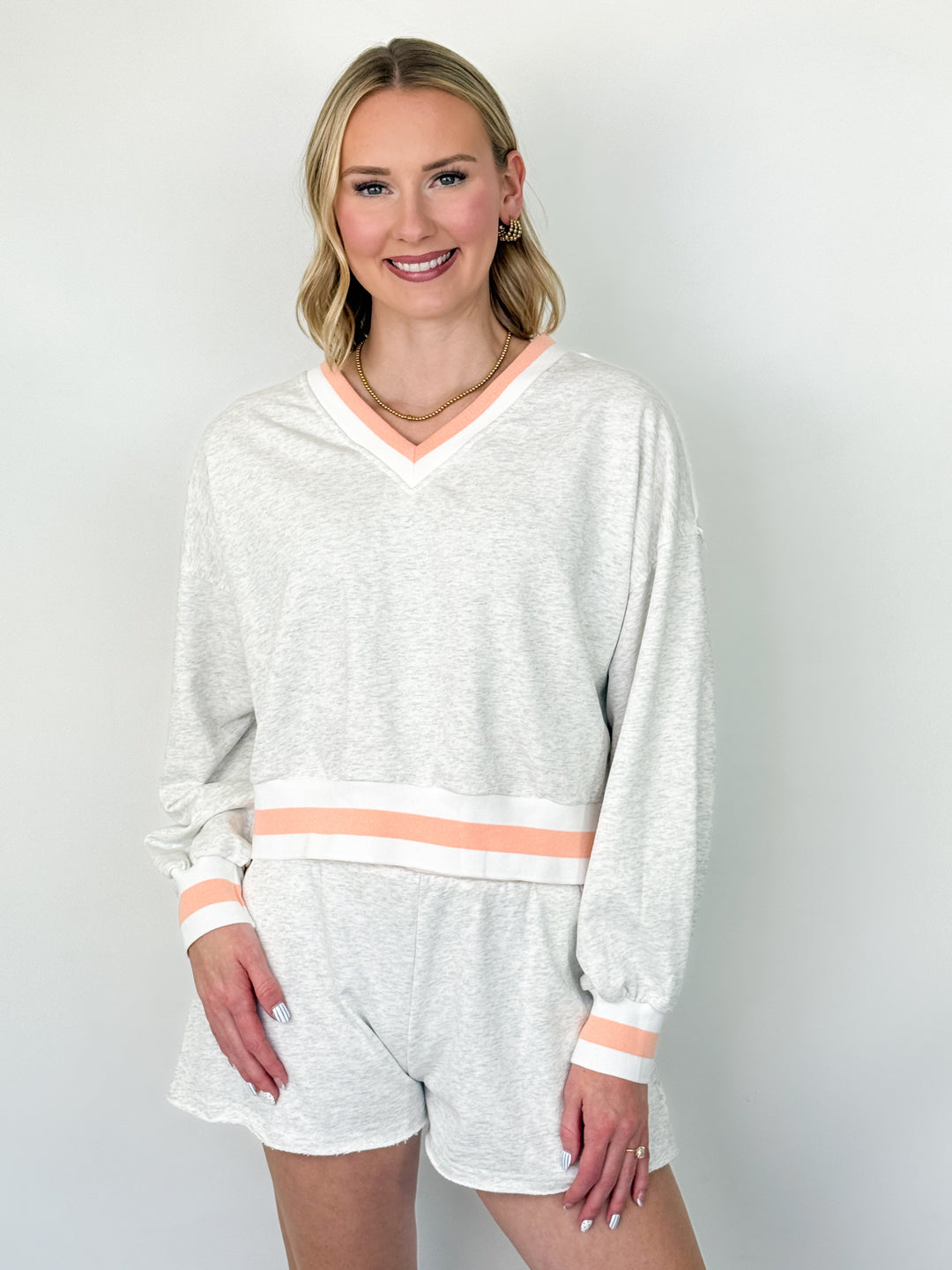 Melanie - Banded V-Neck Short Set