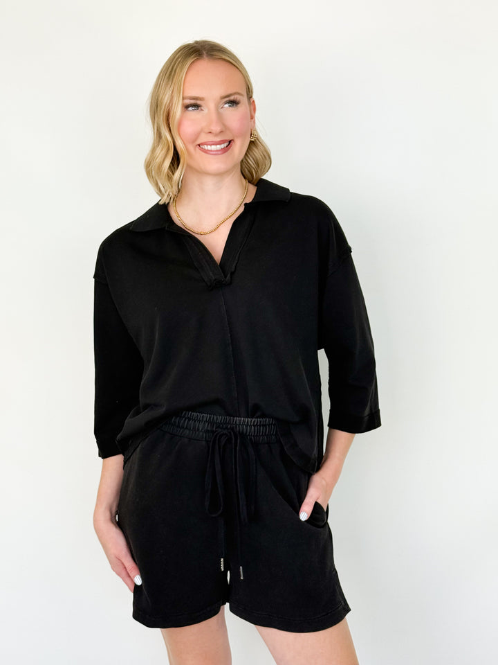 Ciara - Black Washed Short Set