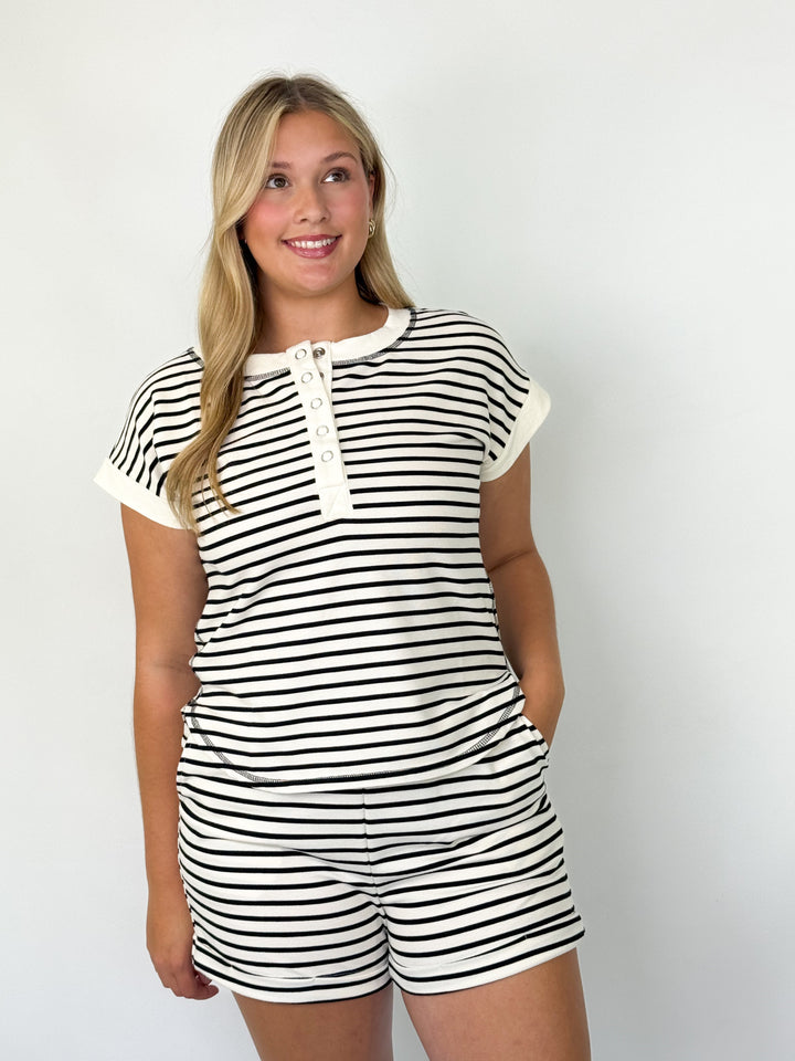 Mandi - Black Striped Short Set