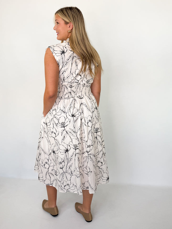 Maxine - Black Floral Midi Dress