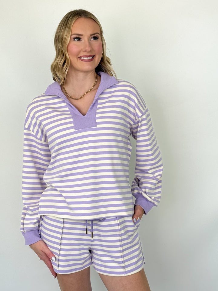 Margot - Striped Short Set (Lavender)