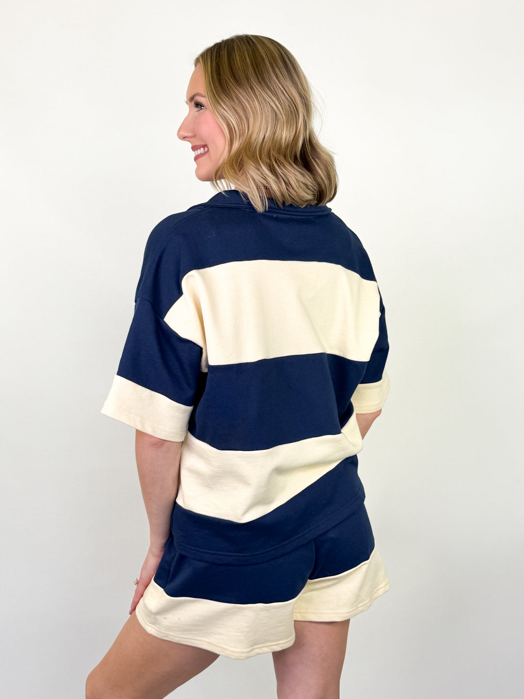 Clara - Half Zip Color Block Short Set