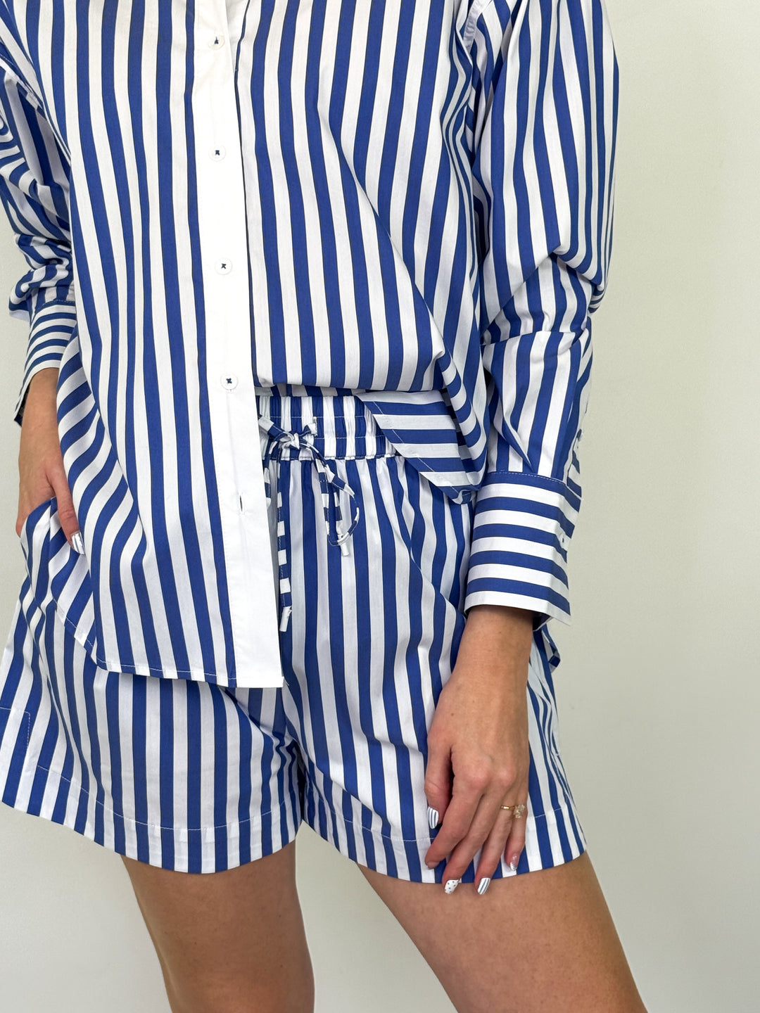 Monica - Blue Striped Short Set