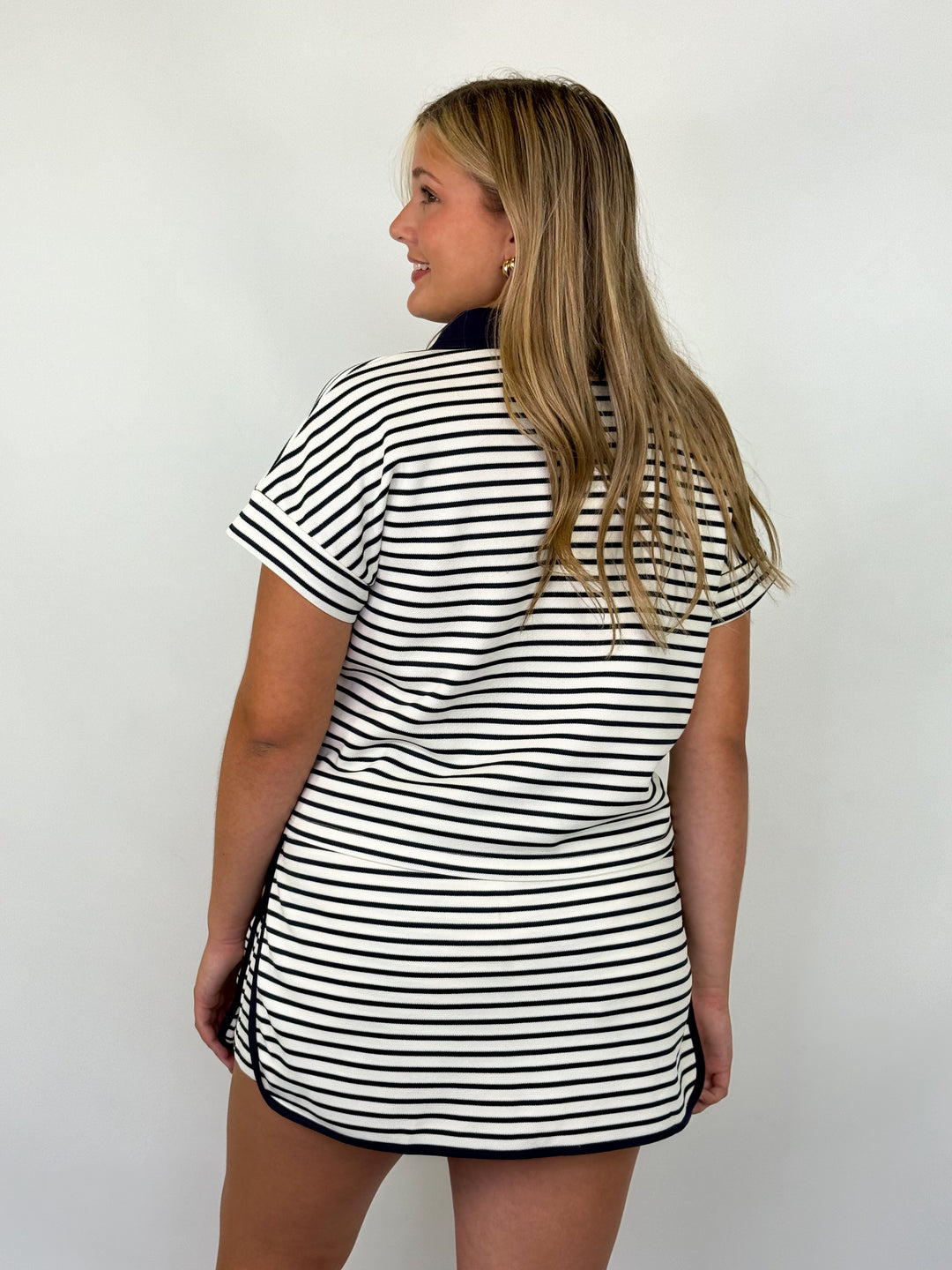 Nicole - Navy Striped Skort Set