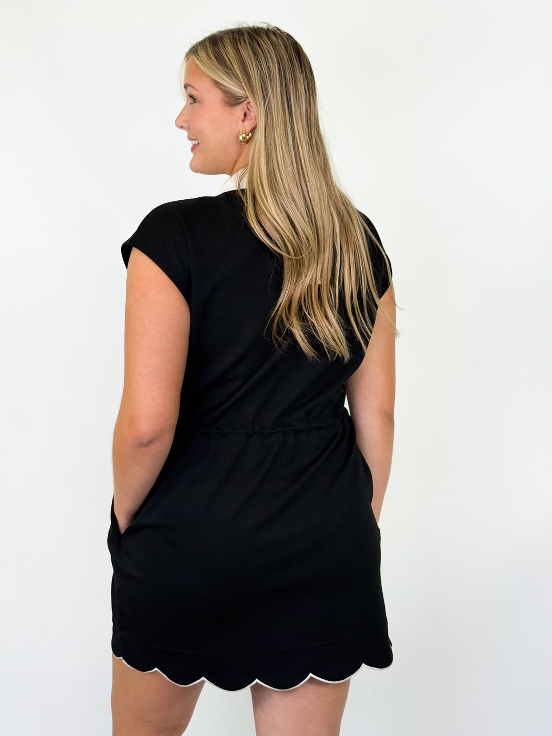 Nora - Half Zip Scalloped Hem Scuba Dress
