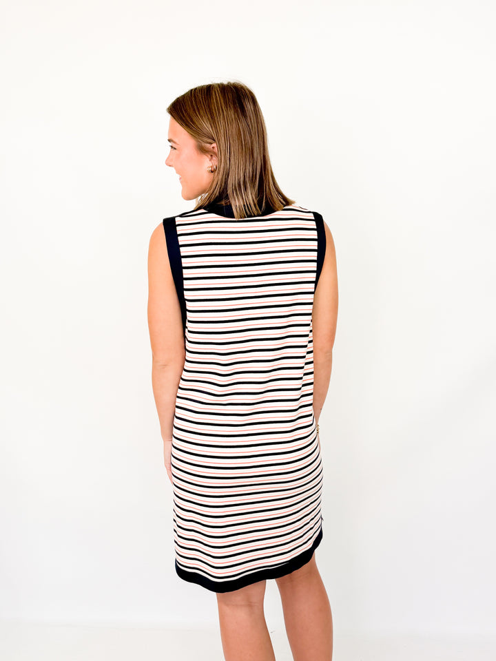 Nelli - Striped Mini Dress (Navy + Orange)