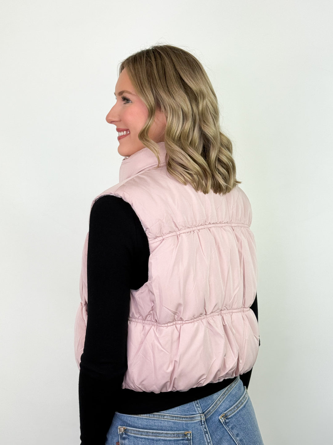 Black Friday Promo - Reversible Plaid Puffer Vest (Pink)
