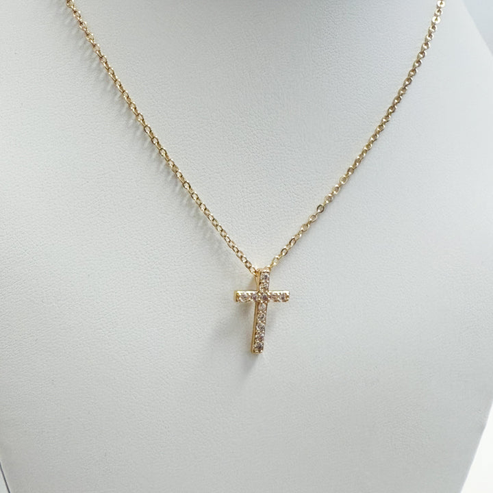 Cecilia - Gold Rhinestone Cross Necklace