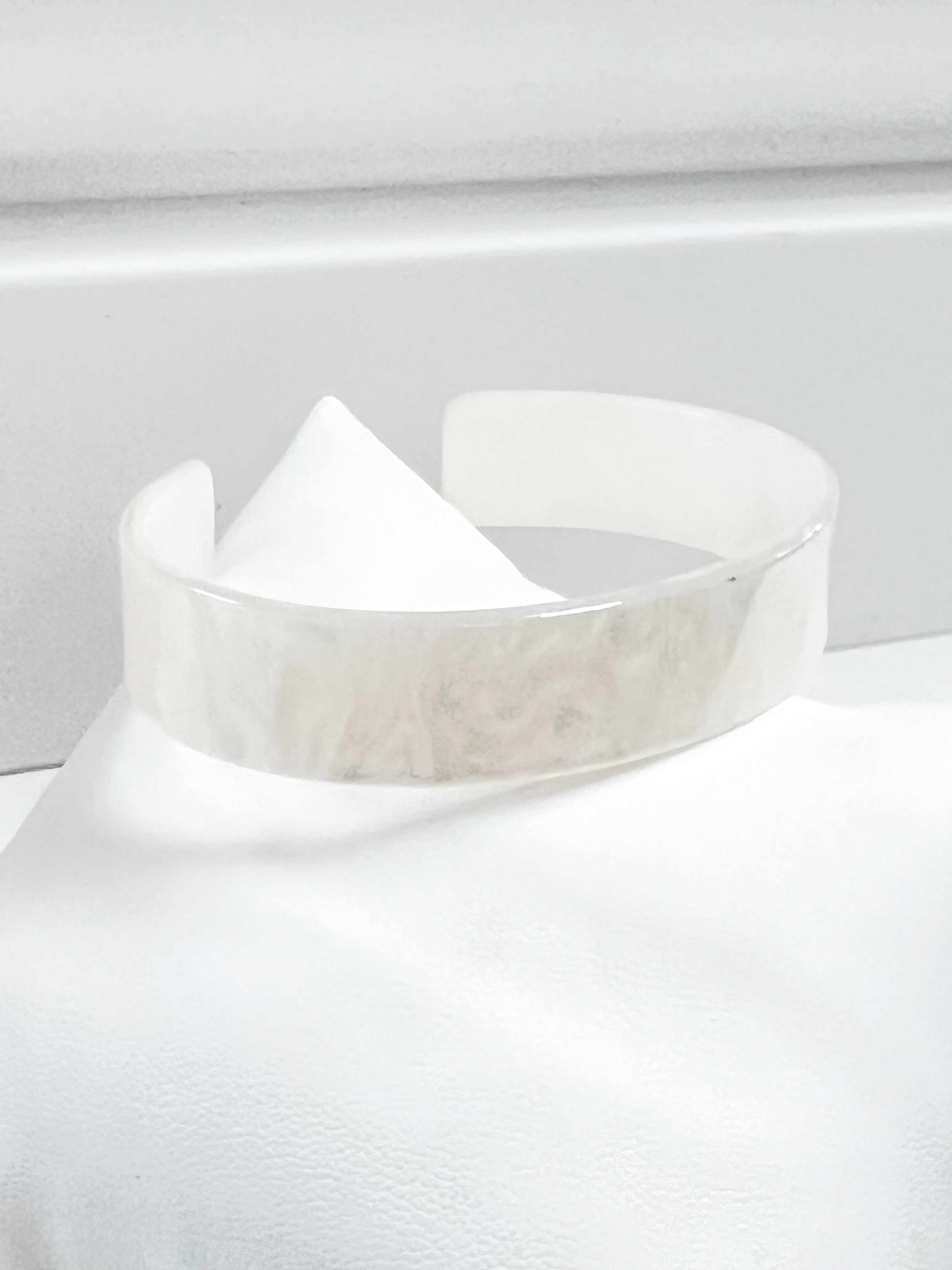 Trina - White Marbled Acrylic Cuff Bracelet