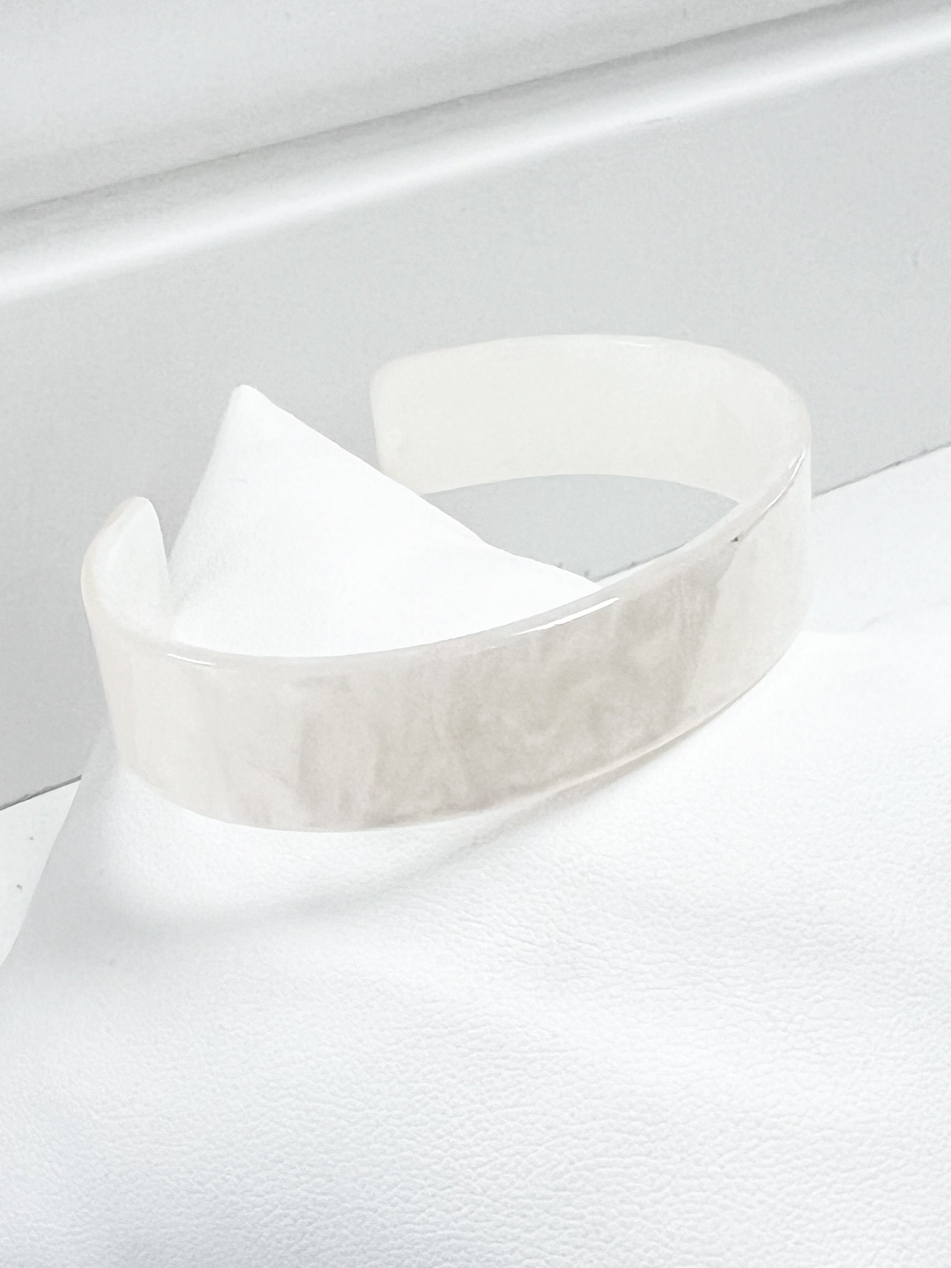 Trina - White Marbled Acrylic Cuff Bracelet