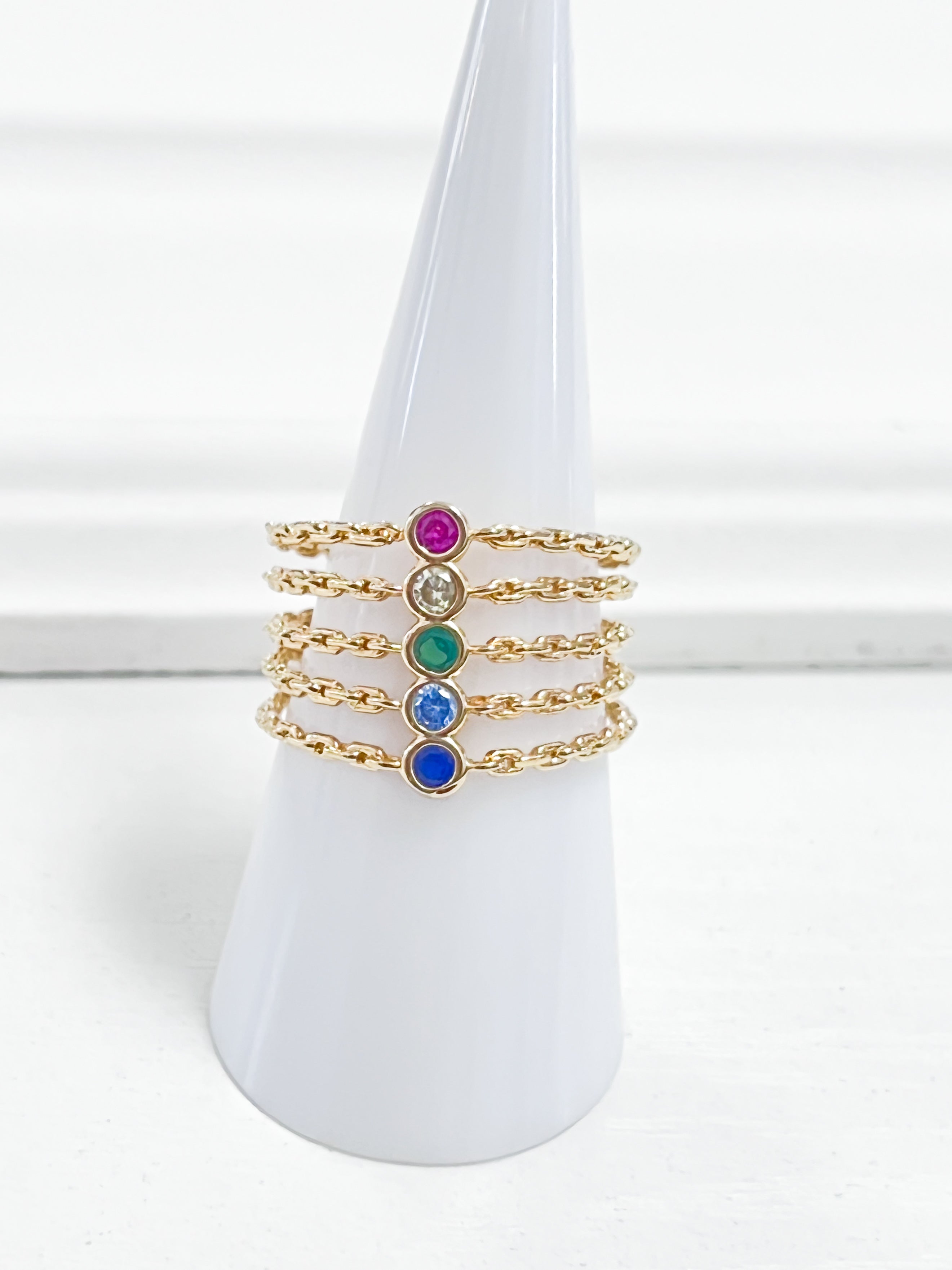 Tanya - Gold Multi Colored Stone Ring