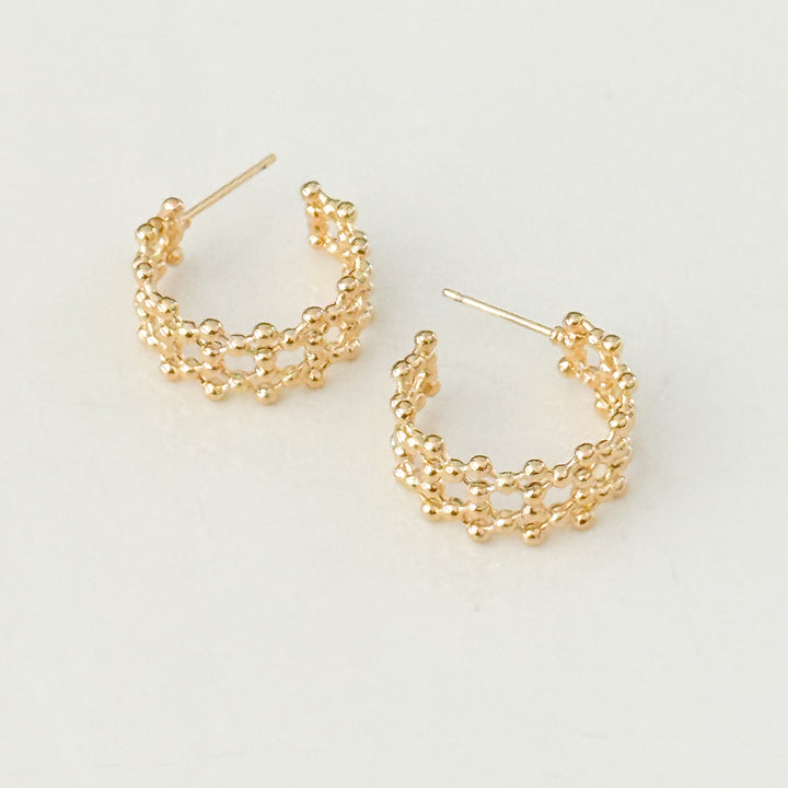Bella - Gold Lattice Hoop Earrings