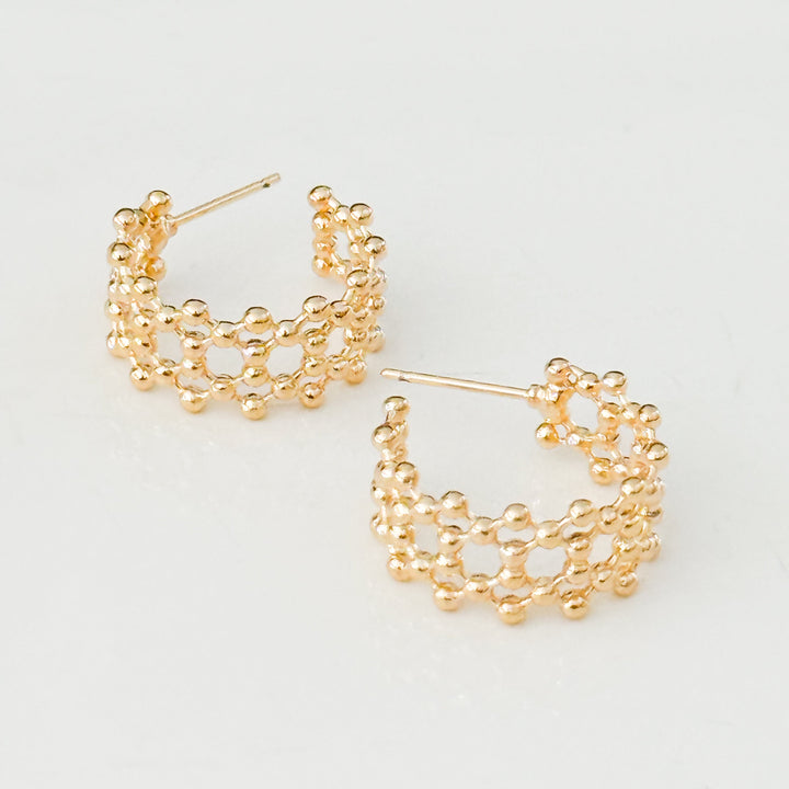 Bella - Gold Lattice Hoop Earrings