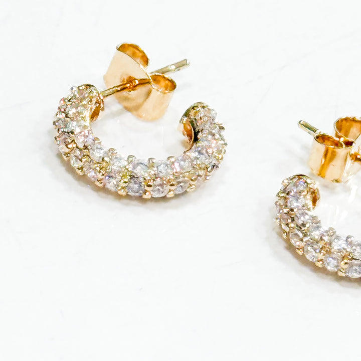 Eva - Mini Hoop Rhinestone Earrings