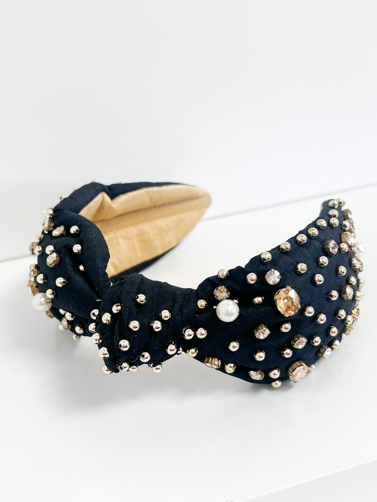 Layla - Embellished Knot Headband (Black)