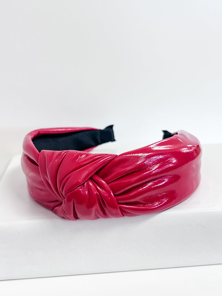 Marley - Patent Leather Knot Headband (Red)