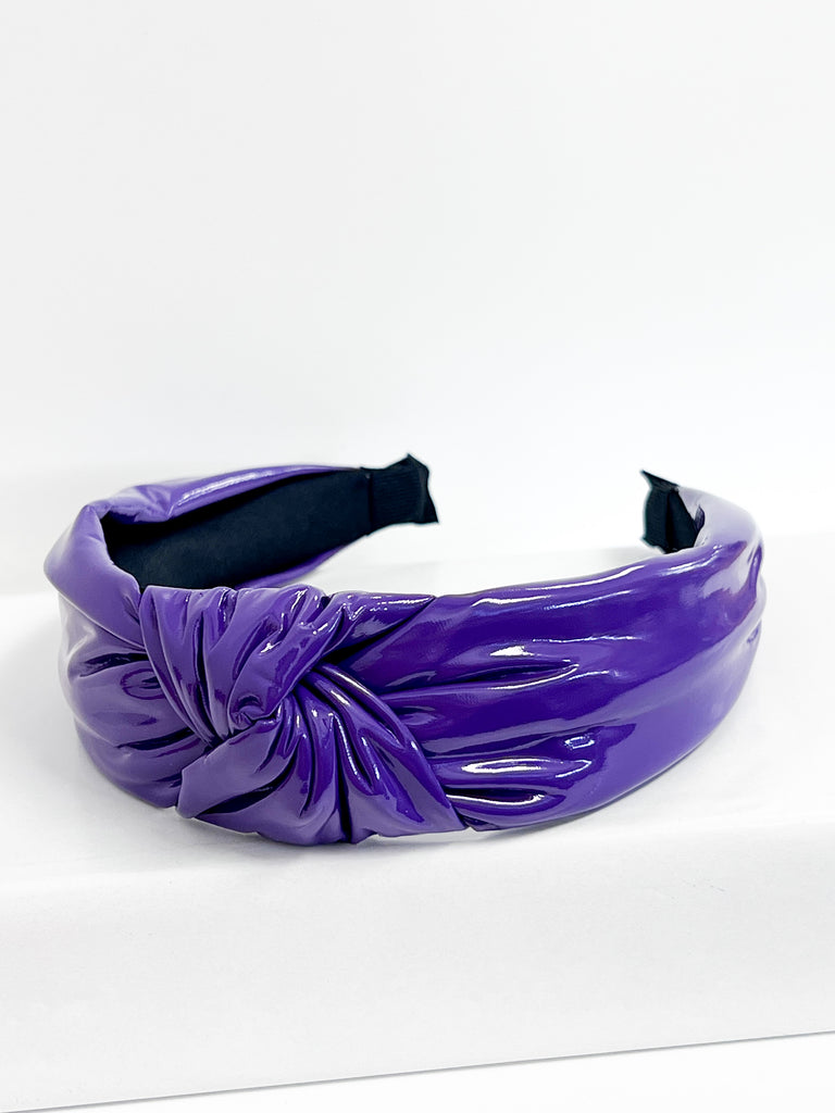 Marley - Patent Leather Knot Headband (Purple)