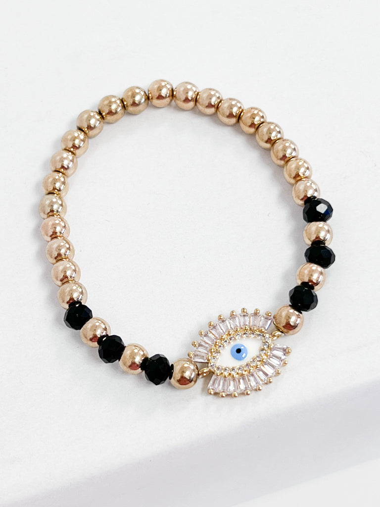 Jaelyn - Black & Gold Evil Eye Bracelet