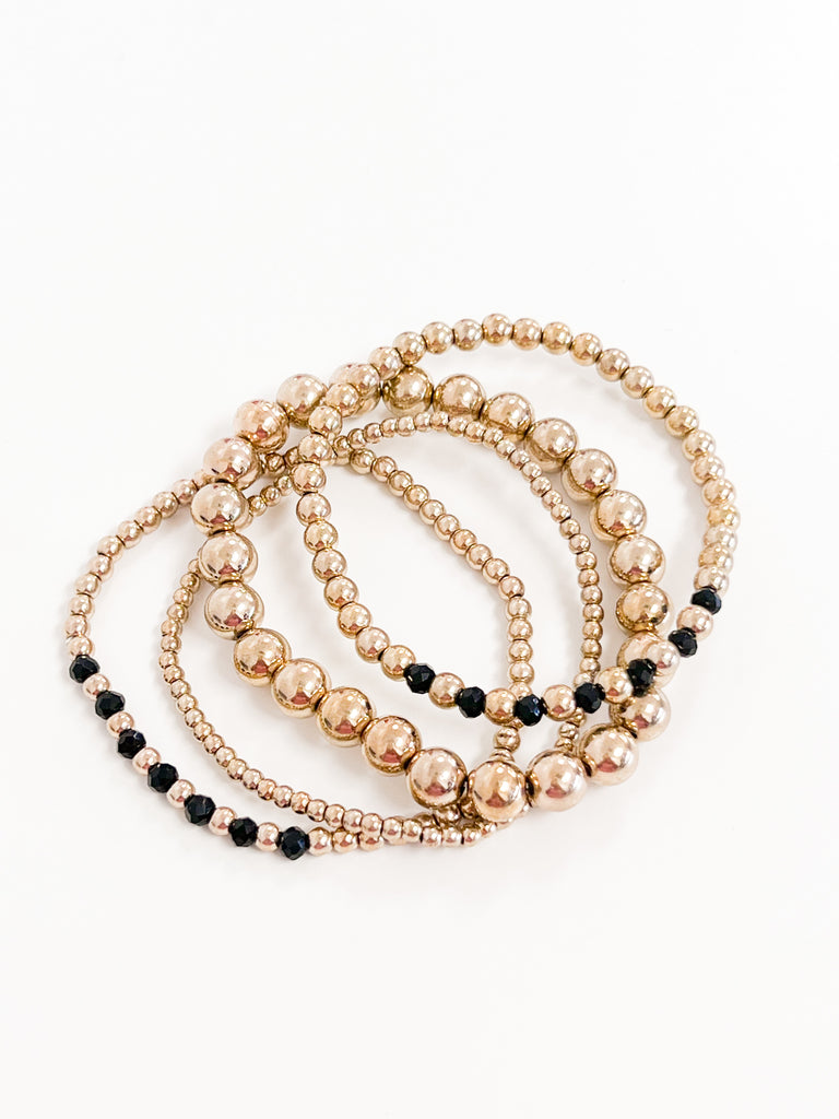 Kaylee - Black & Gold Beaded Bracelet set