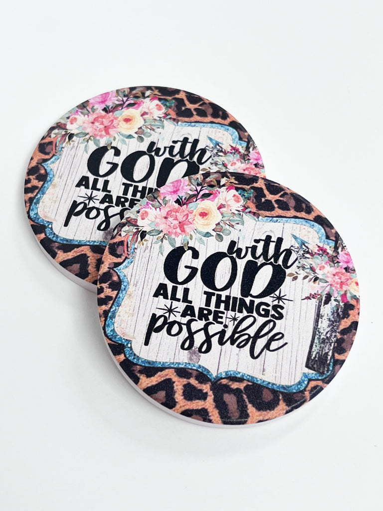 Car Coaster Set - With God All Things Are Possible