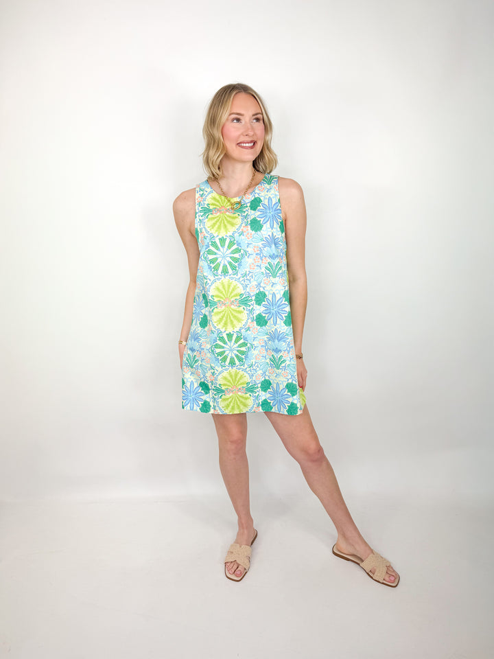 Lillee -Lime Floral Sleeveless Mini Dress