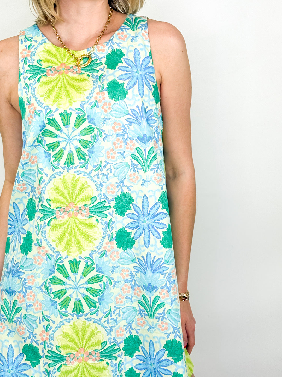 Lillee -Lime Floral Sleeveless Mini Dress