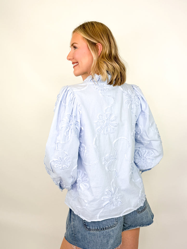 Dani - 3D Floral Blouse (Sky Blue)