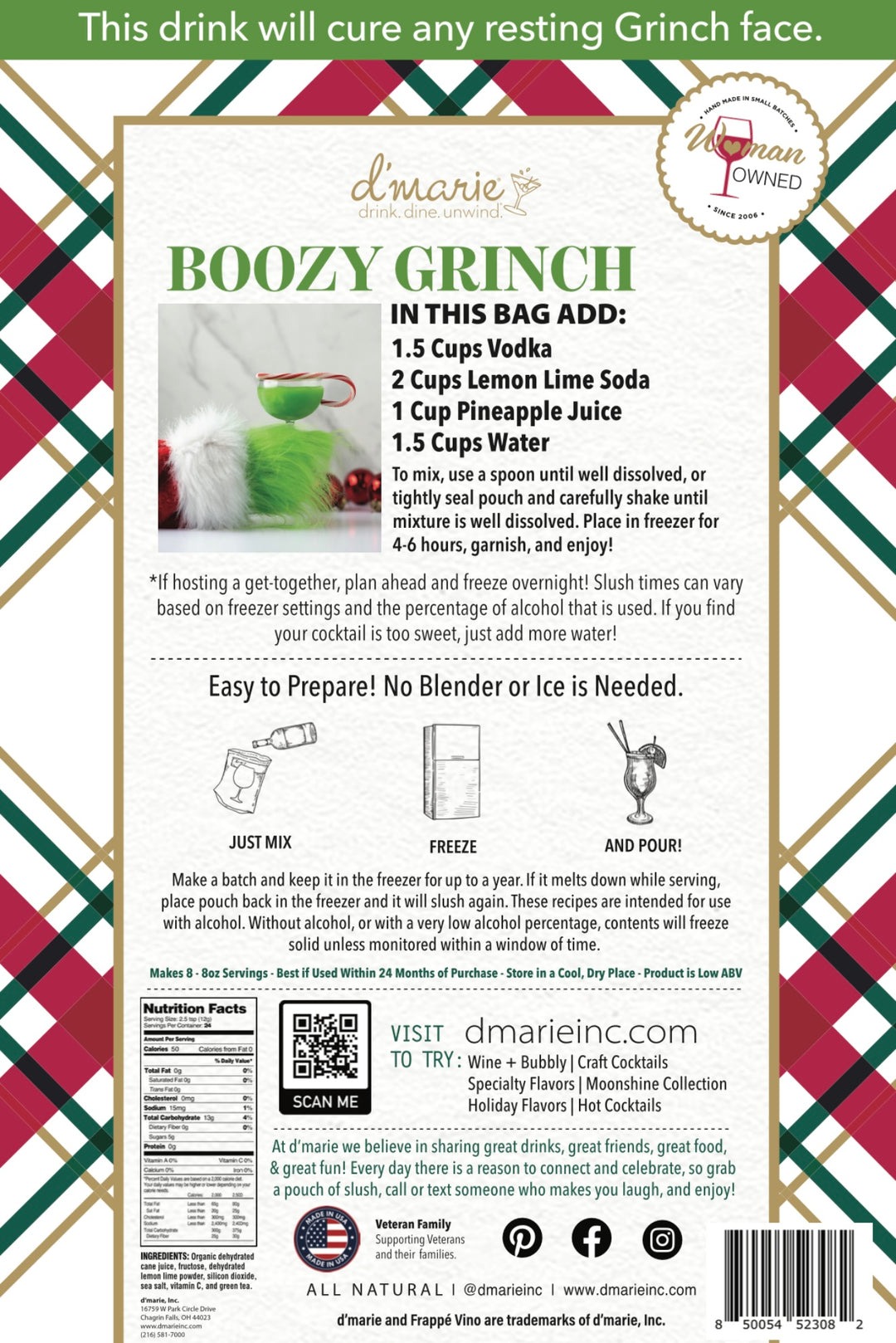 d'Marie Craft Cocktail Slush Mix - Boozy Grinch